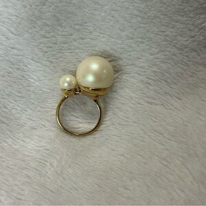 Kate Spade Gold Ring with Dual Pearls Size 7